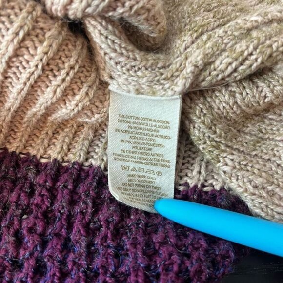 Free People Women’s Medium Deep V Colorblock Cardigan Mohair Blend Chunky Knit - Picture 11 of 12